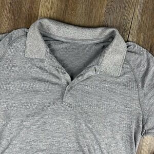 Lululemon Polo Shirt Mens S Gray Sport Logo Golf Performance Stretch Athleisure